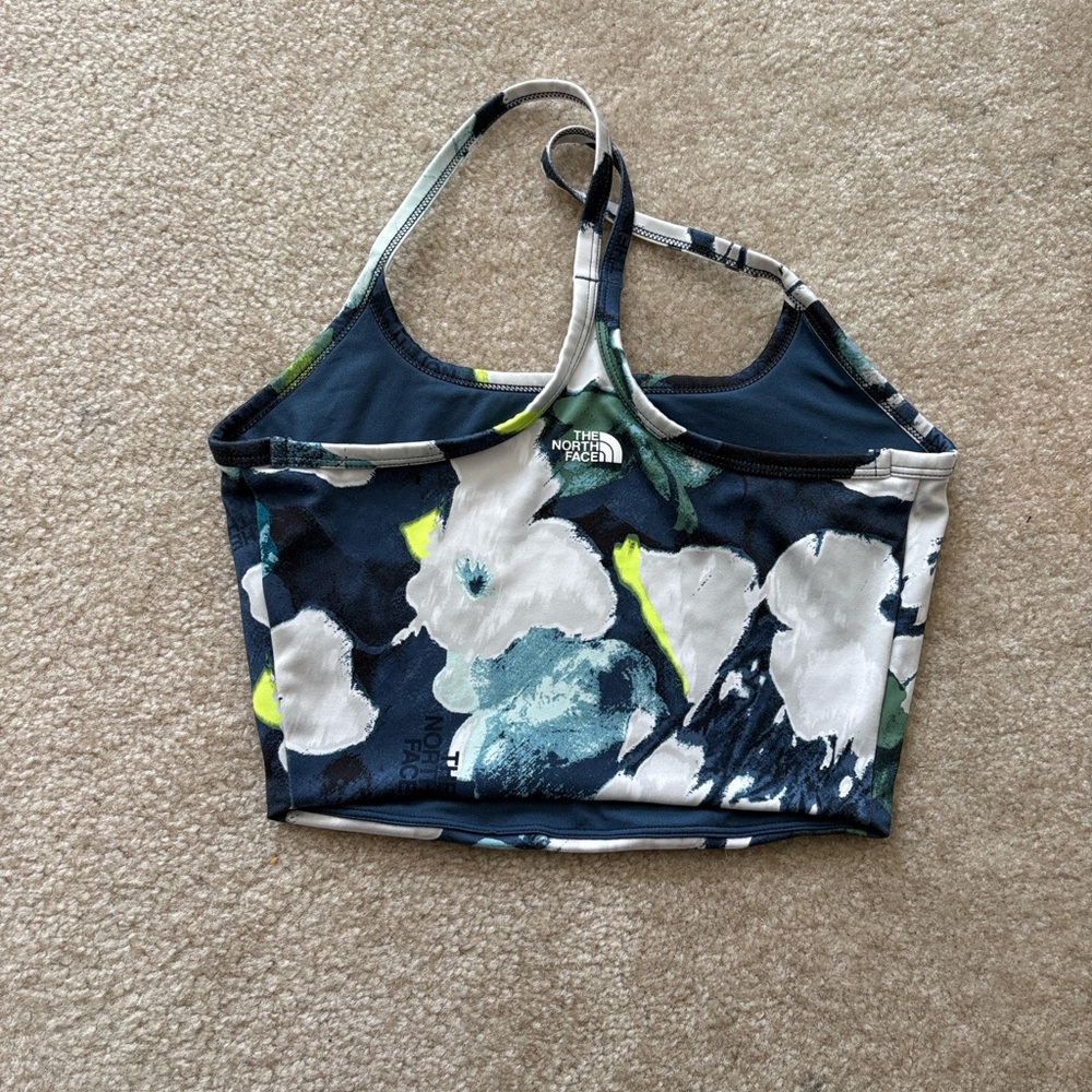 The North Face Blue and Green Patterned Sports Bra